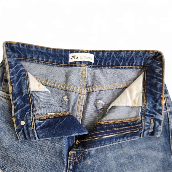 ZARA High Rise Distressed Ripped Jeans Size 25 Grunge Style - Picture 9 of 10